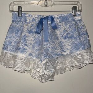 Anthropologie Toile Lace Bloomers sleep Shorts Size XXS coquette blue white pj